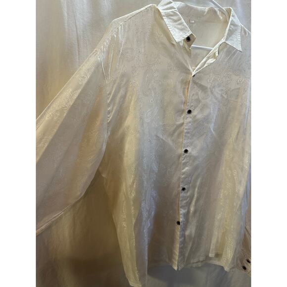 Unbranded Satin Jacquard Button-Down Blouse – Size Large - Picture 5 of 8